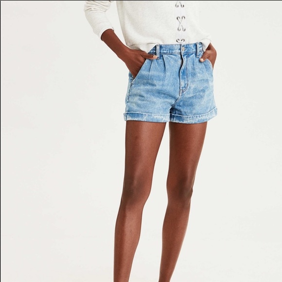 ae denim mom shorts